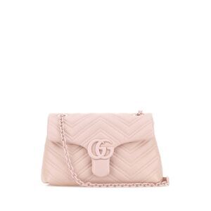 Gucci Women Pink Nappa Leather Small Gg Marmont Shoulder Bag